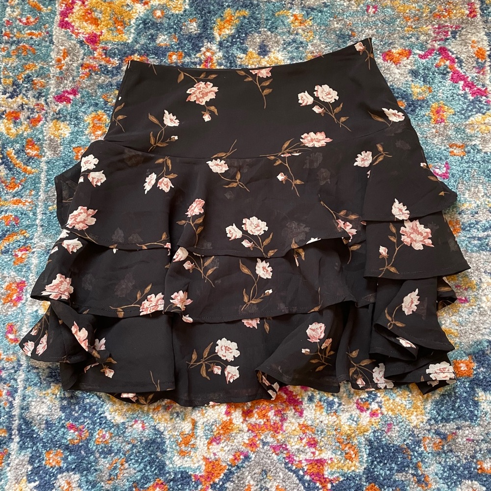 Black ruffle skirt